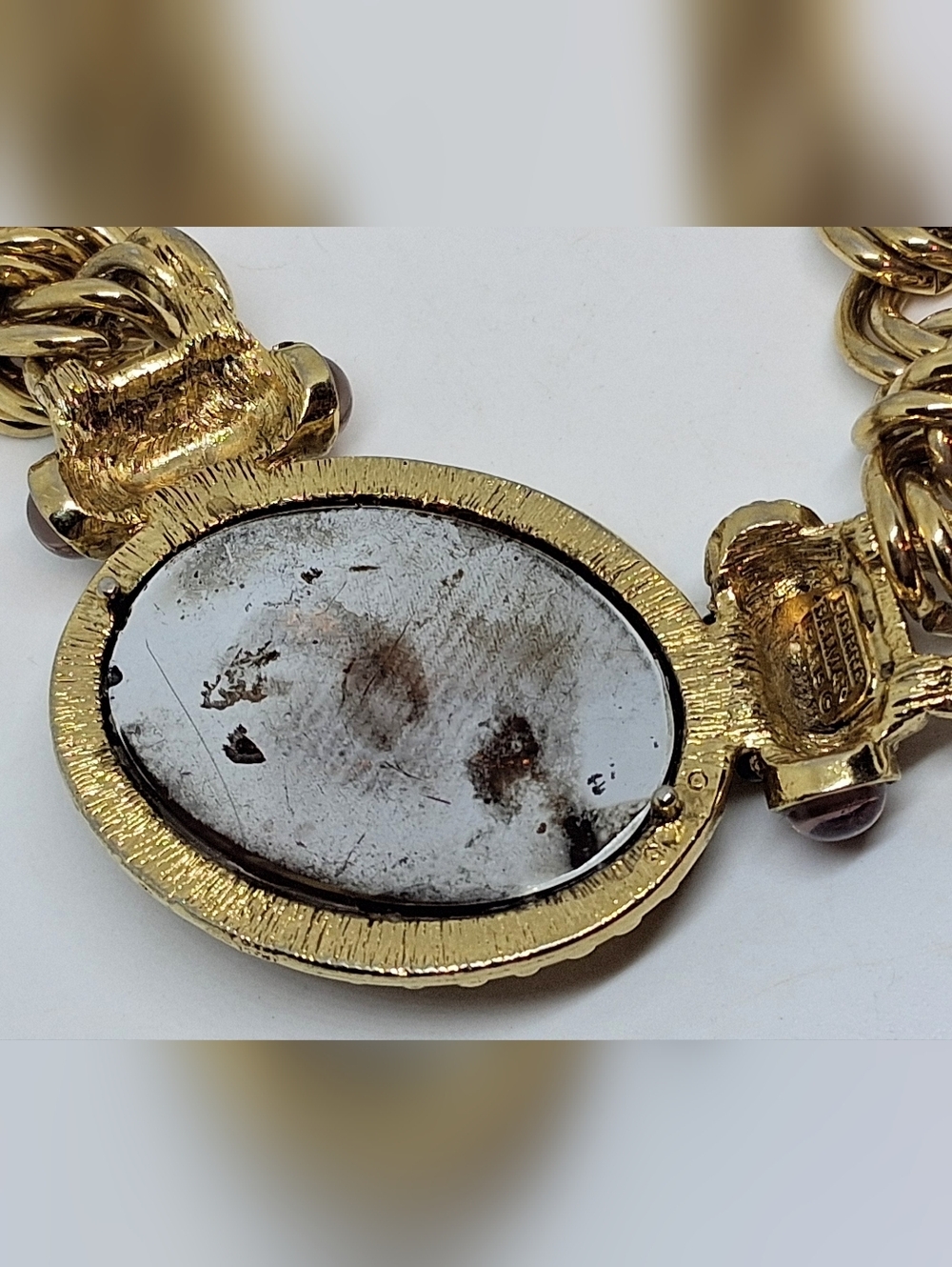 * Vintage Pierre Balmain Amber Colored Stone Gold Tone Necklace - Picture 3 of 6